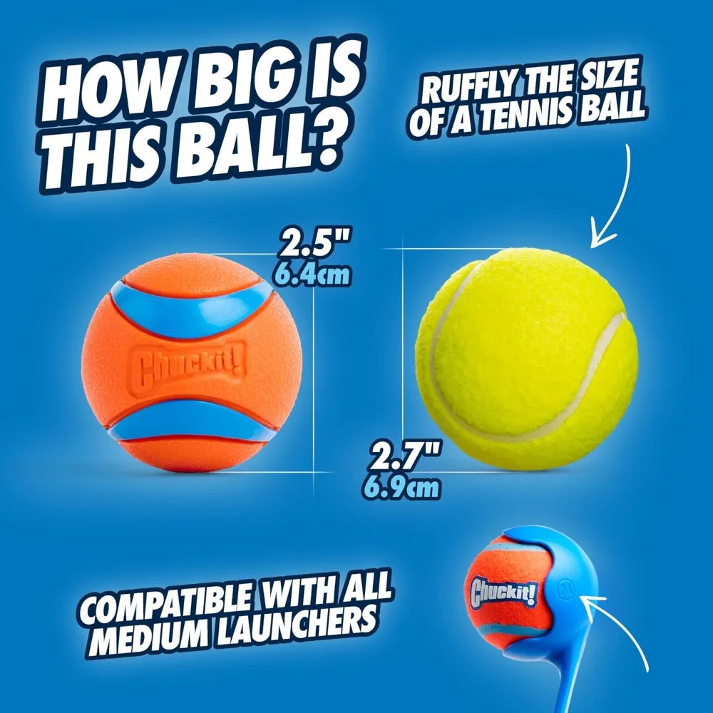 Ultra Bouncy Dog Ball Medium 2.5 inch – Durable Floating Rubber Fetch Toy for Dogs 20-60 lbs, Pack of 2