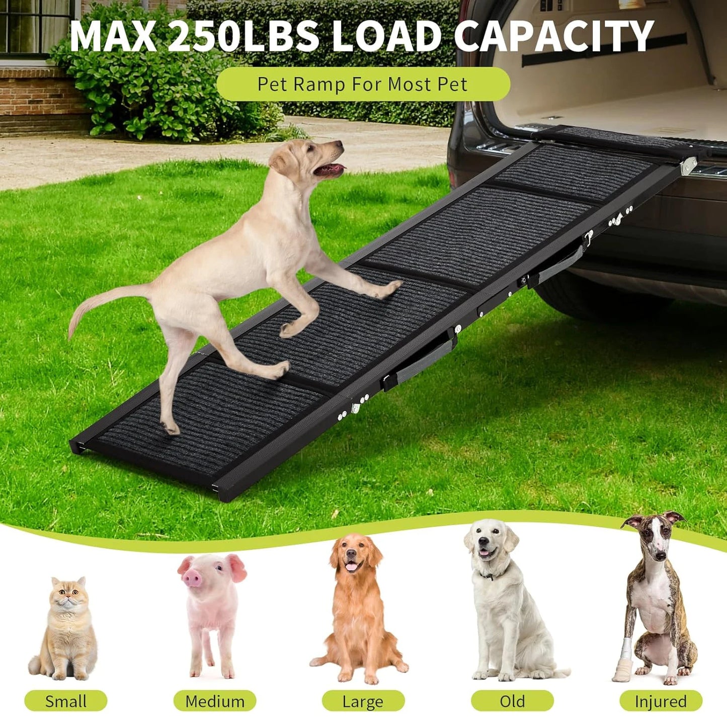 HiMISS Upgraded Folding Dog Ramp for Cars
