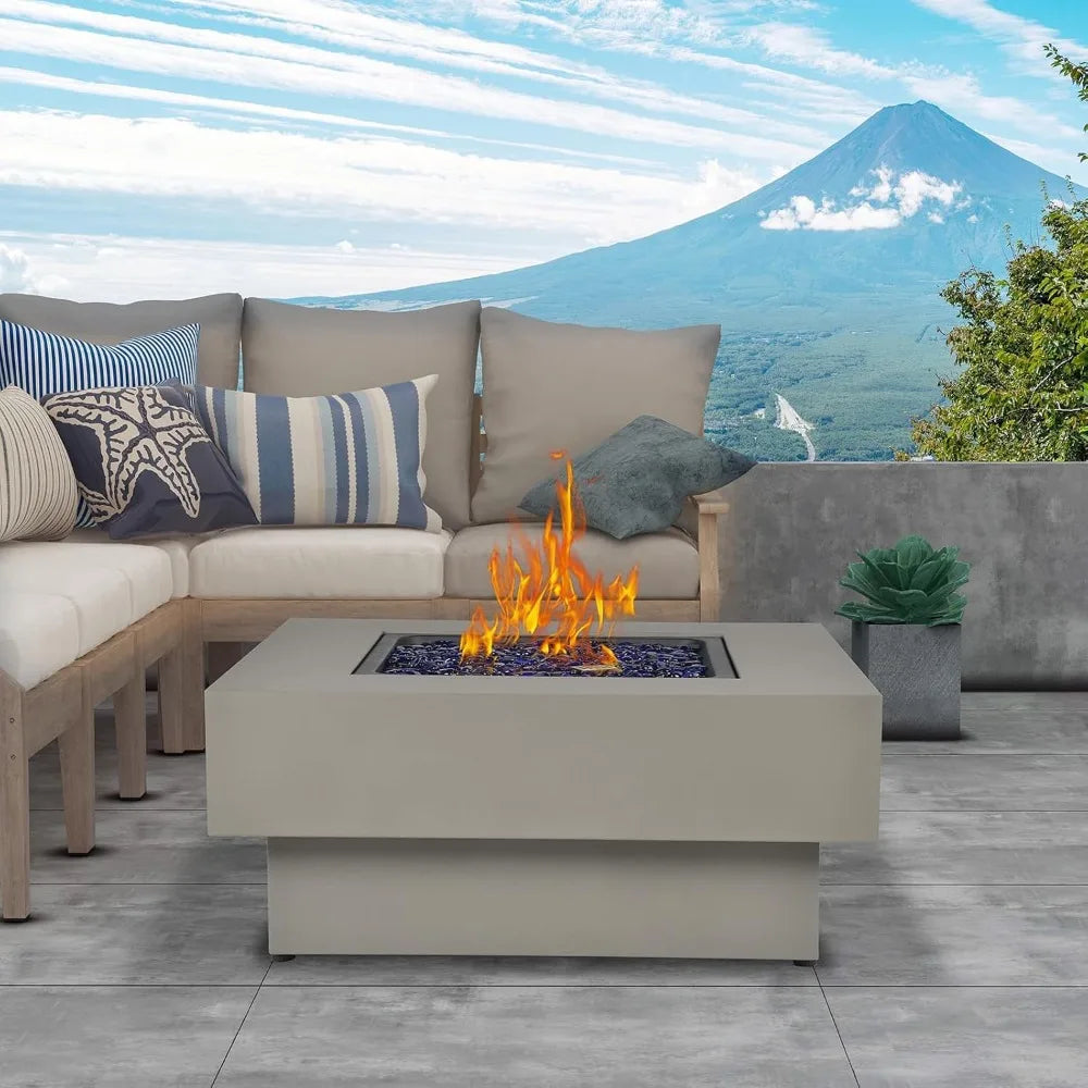 Outdoor Gas Fire Pit Table For Patio With Lid Cover