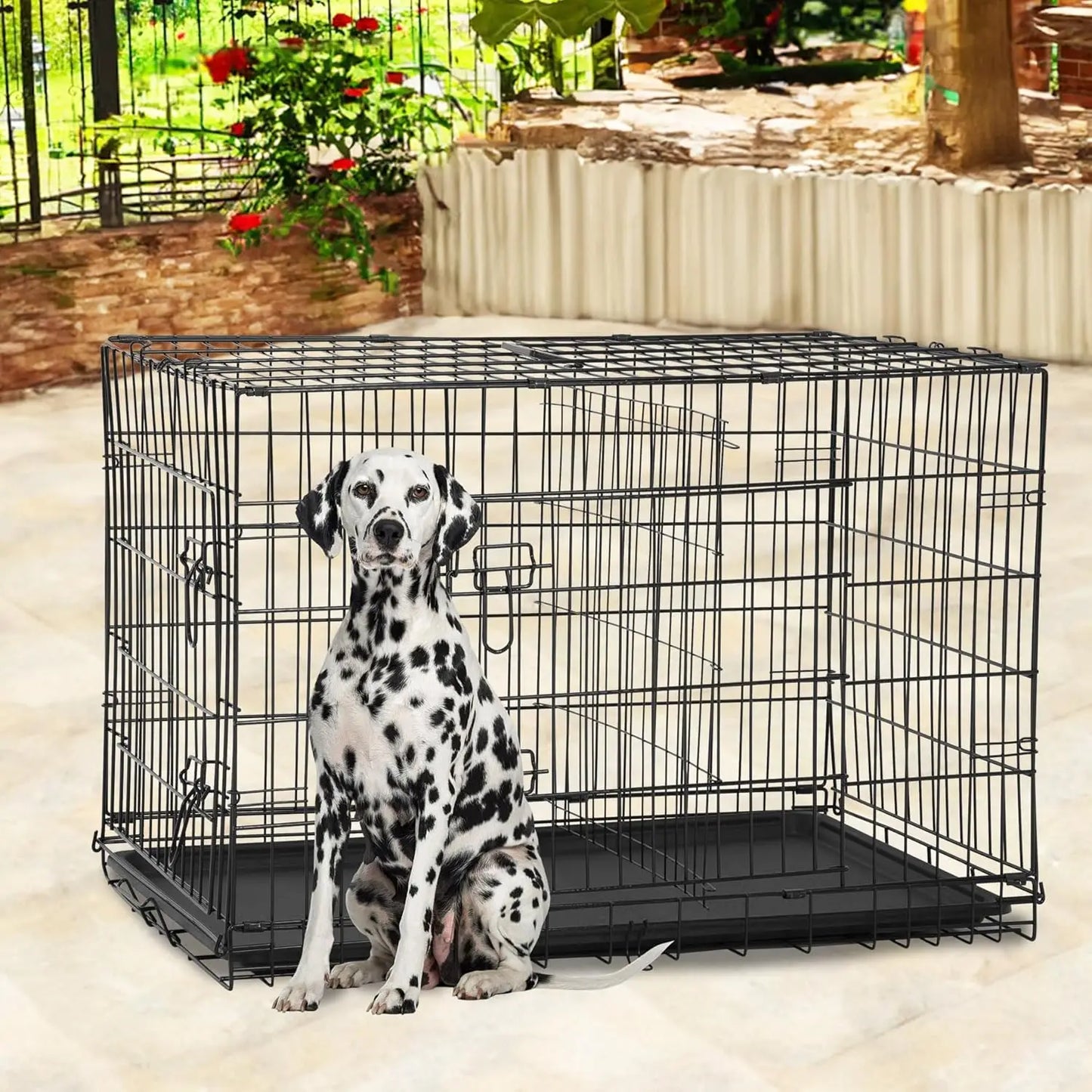 BestPet Foldable Dog Crate With Double Doors