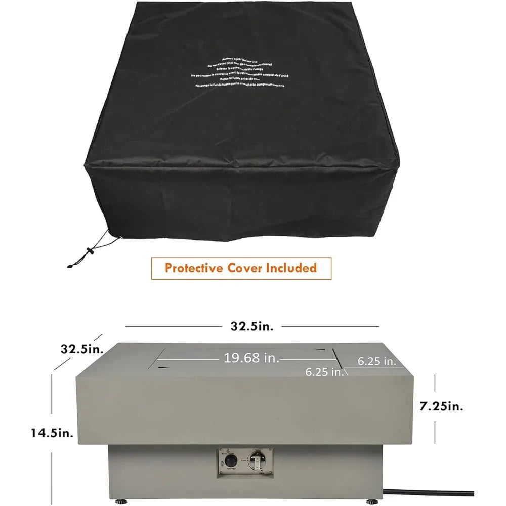 Outdoor Gas Fire Pit Table For Patio With Lid Cover