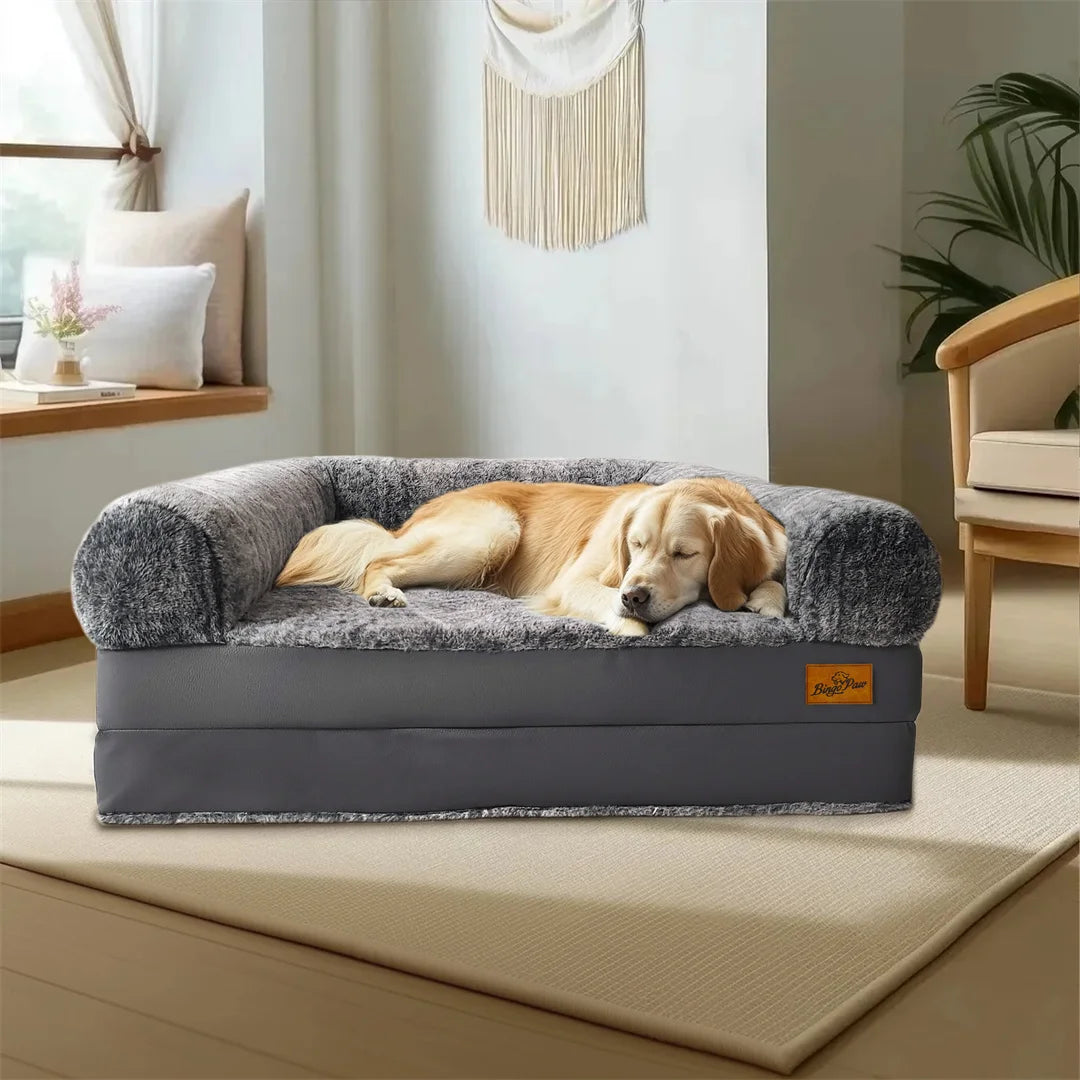 BINGOPAW Foldable Calming Orthopedic Dog Bed With Plush Cover