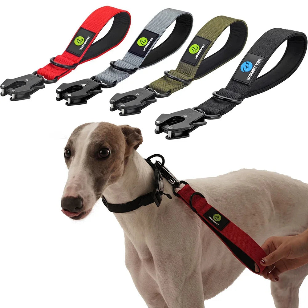 Nylon Short Traffic Leash With Padded Handle Reflective For Training