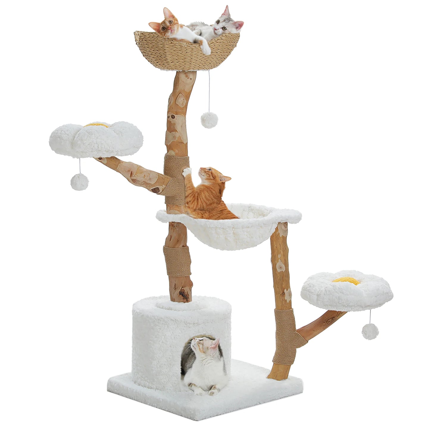 PAWZ Road Five Tier Cat Tree Tower With Sisal Posts And Wicker Bed