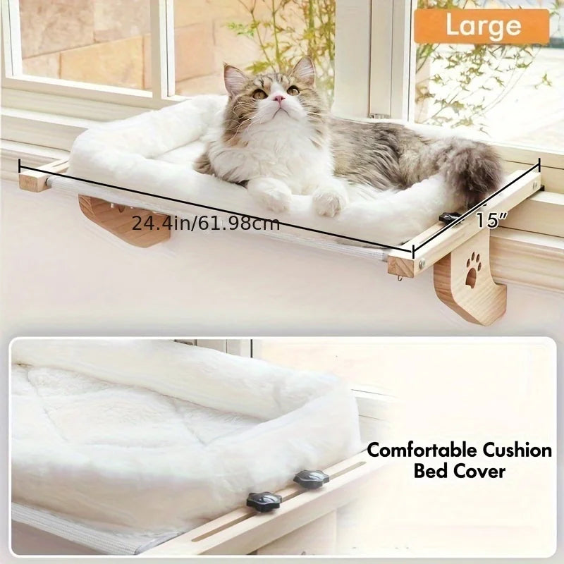CZBNYX Cat Window Hammock For Indoor Cats With Wooden Frame