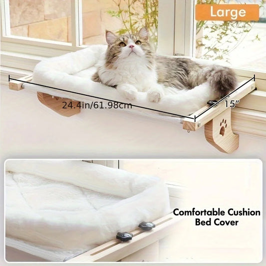 CZBNYX Cat Window Hammock For Indoor Cats With Wooden Frame