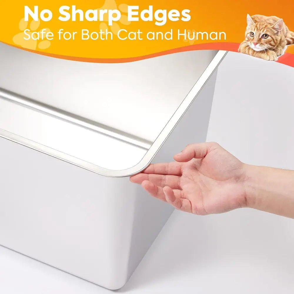 Stainless Steel Litter Box With Lid For Cats Leakproof Design