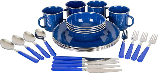 Camping Enamel Tableware Set For Four People Lightweight And Durable
