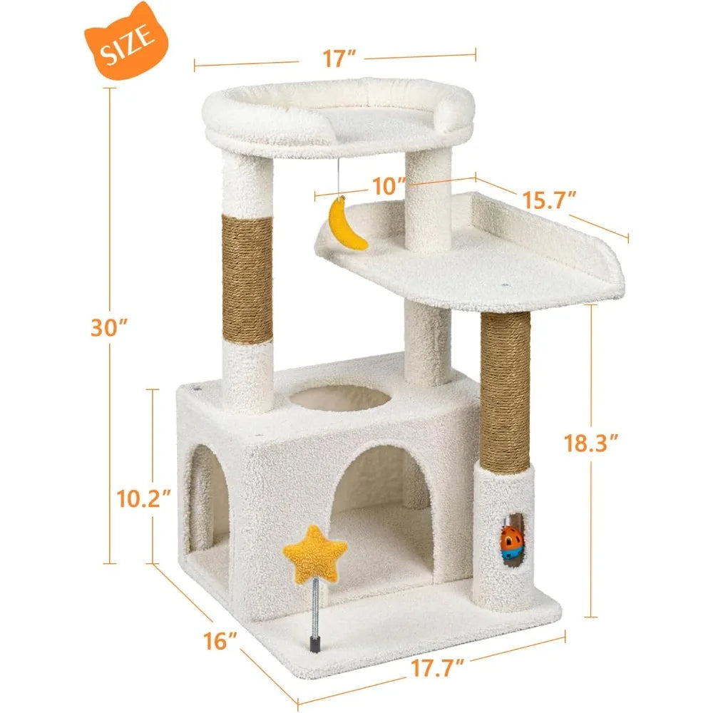 NBVCX Compact Cat Tree With Condo And Scratching Posts