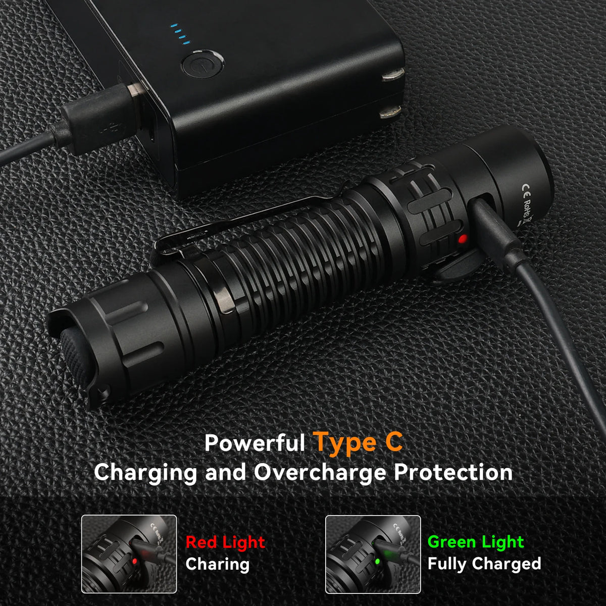 Wurkkos TD02 Tactical Flashlight 2000 Lumens Rechargeable 18650 Laser Pointer