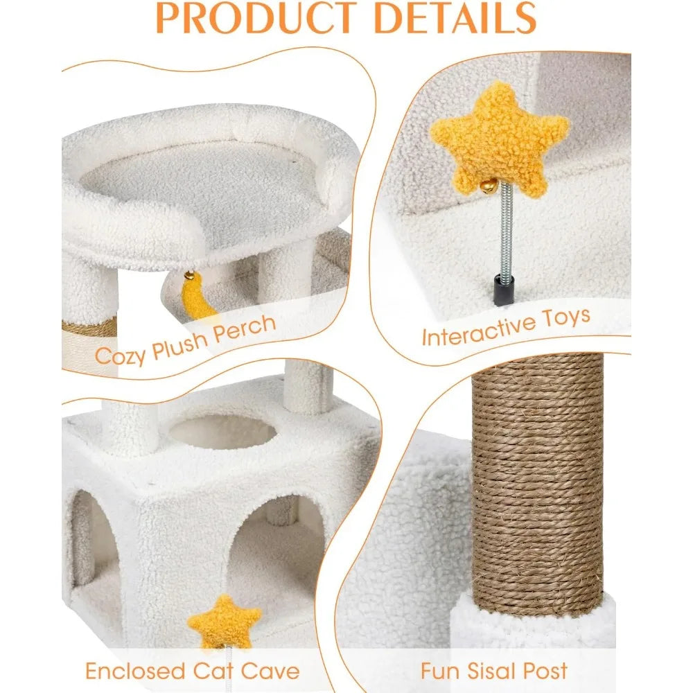 NBVCX Compact Cat Tree With Condo And Scratching Posts