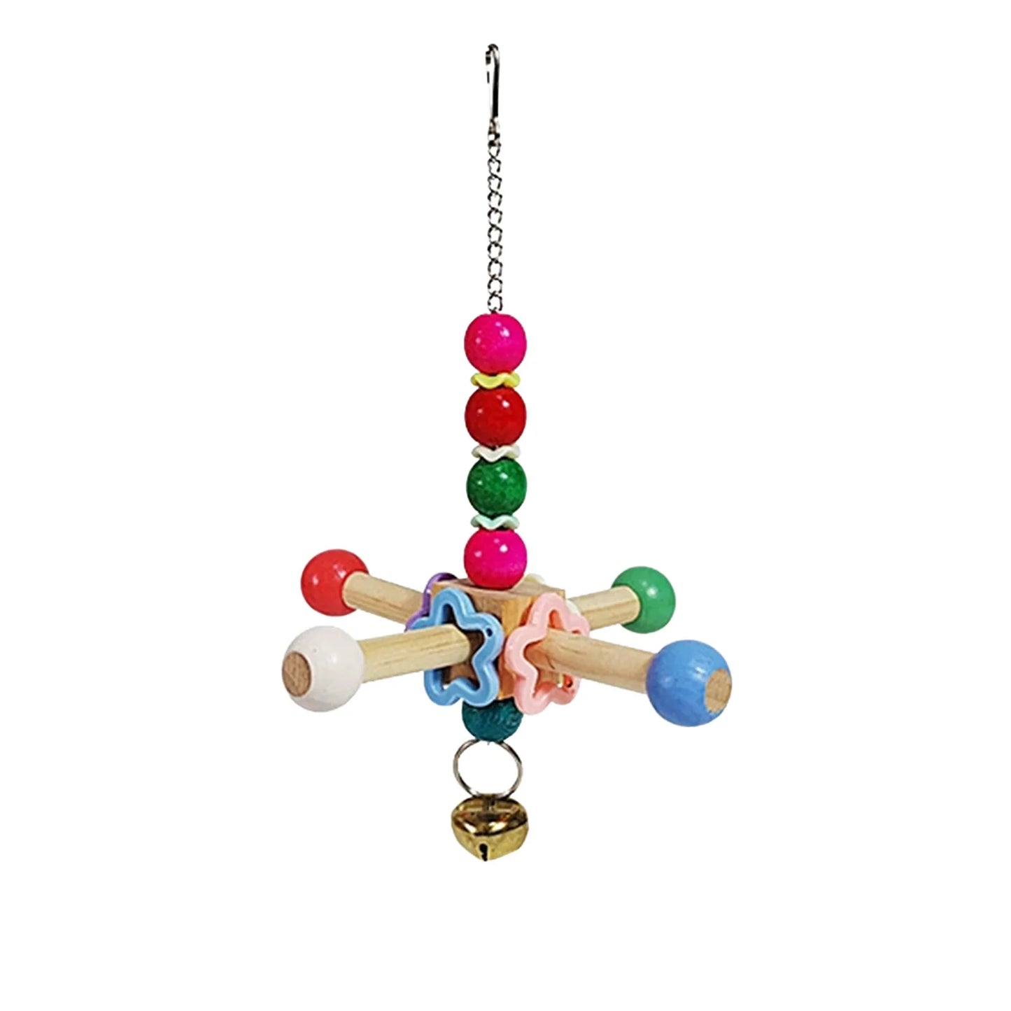 Natural Wooden Cage Hanging Rope Bird Toy For Conures Budgies Cockatiels