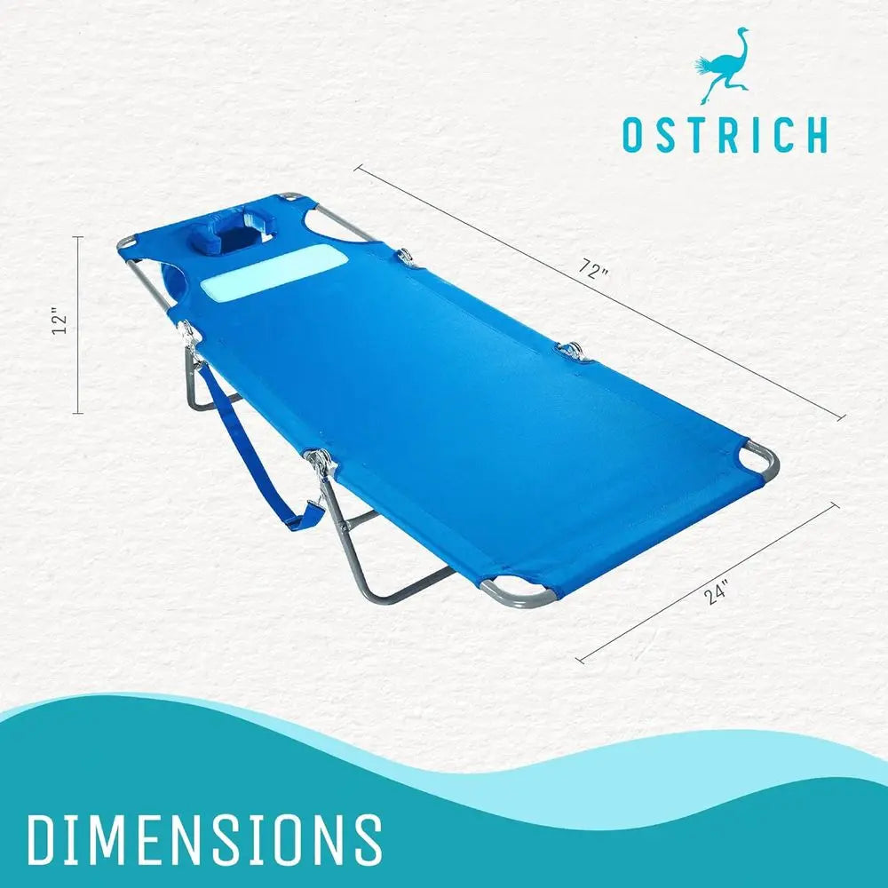 Ladies Comfort Lounger Sunbathing Chaise Lounge Beach Chair and Outdoor On-Your-Back 5-Position Backpack Beach Chair, Blue