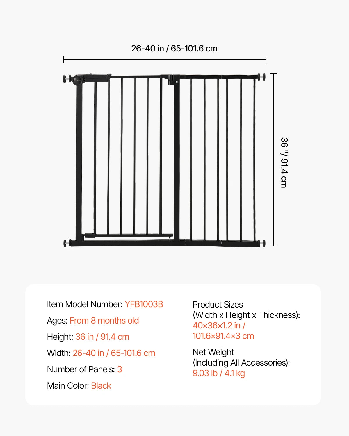 SucceBuy Baby Gate With Pressure Mount Walk Through