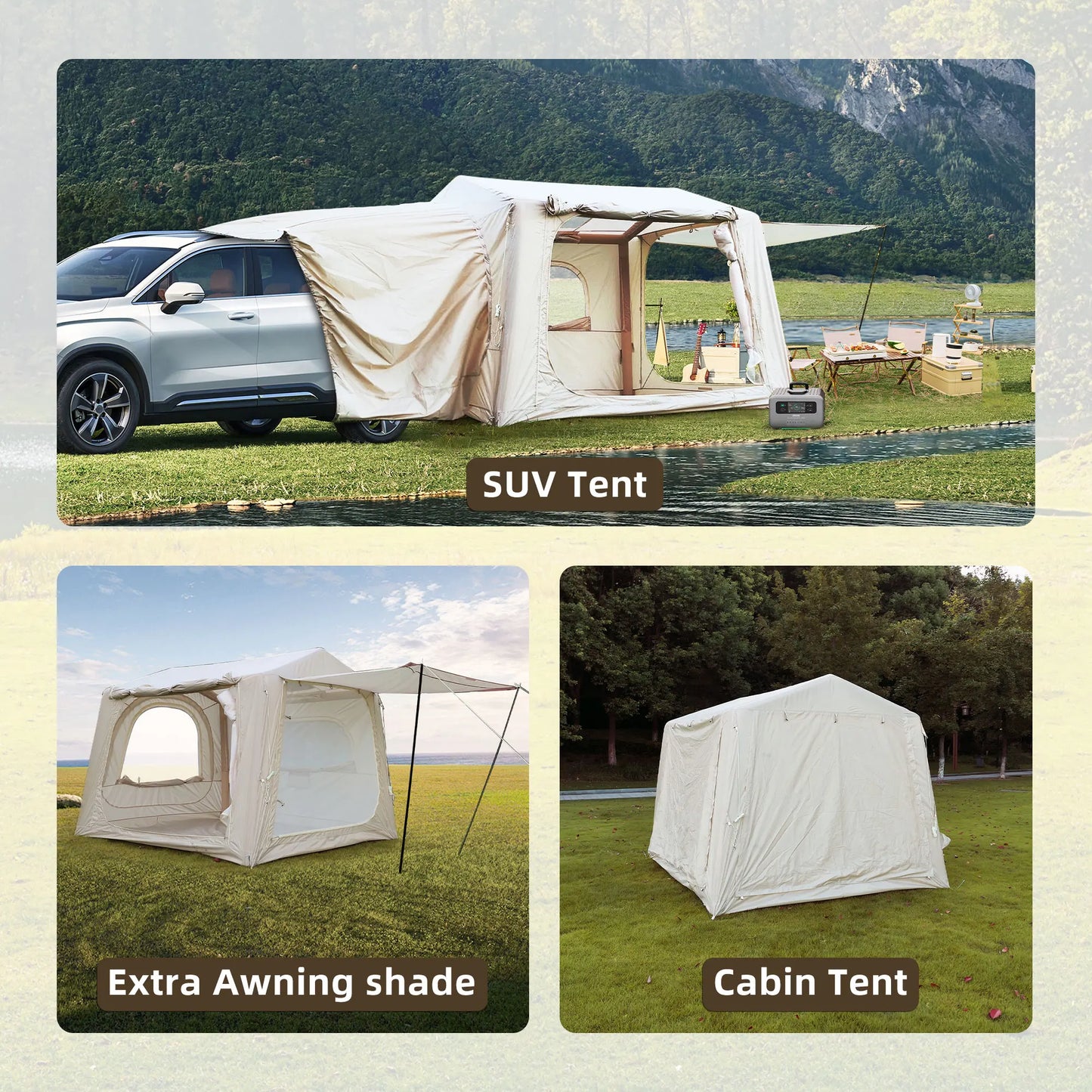 Inflatable Camping Tent For SUV Easy Setup Waterproof Glamping
