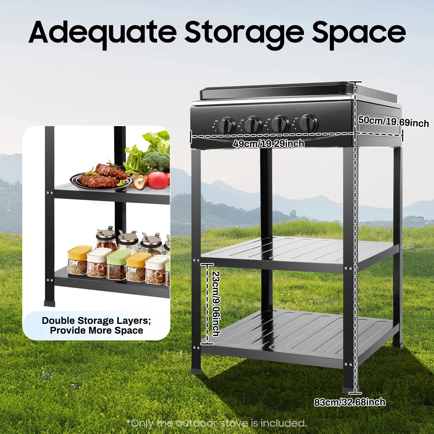 4 Burner Gas Stove Propane Smokeless Portable BBQ Grill