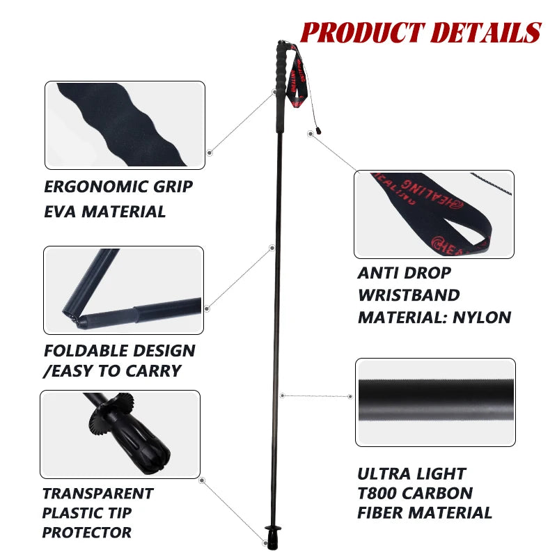 OKHEALING Ultralight Carbon Fiber Foldable Trekking Poles