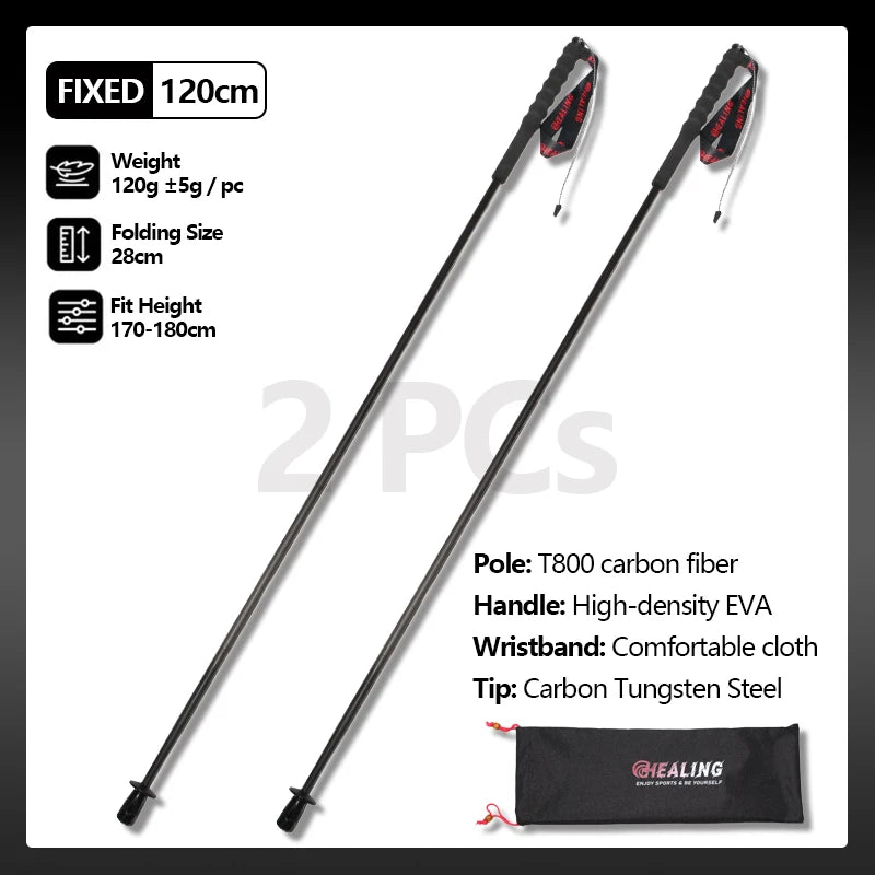 OKHEALING Ultralight Carbon Fiber Foldable Trekking Poles