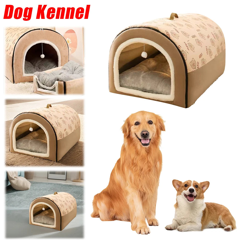 Warm Winter Dog House Mat Washable Dog Kennel Detachable Dog Cave Shelter Comfortable Large Dog Bed House Dogs Cats Pet Supplies