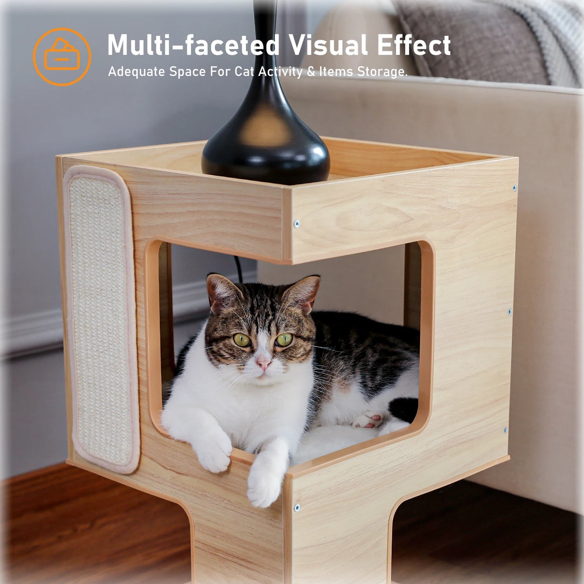 PAWZ Road Wooden Cat Condo With Comfortable Scratching Platform