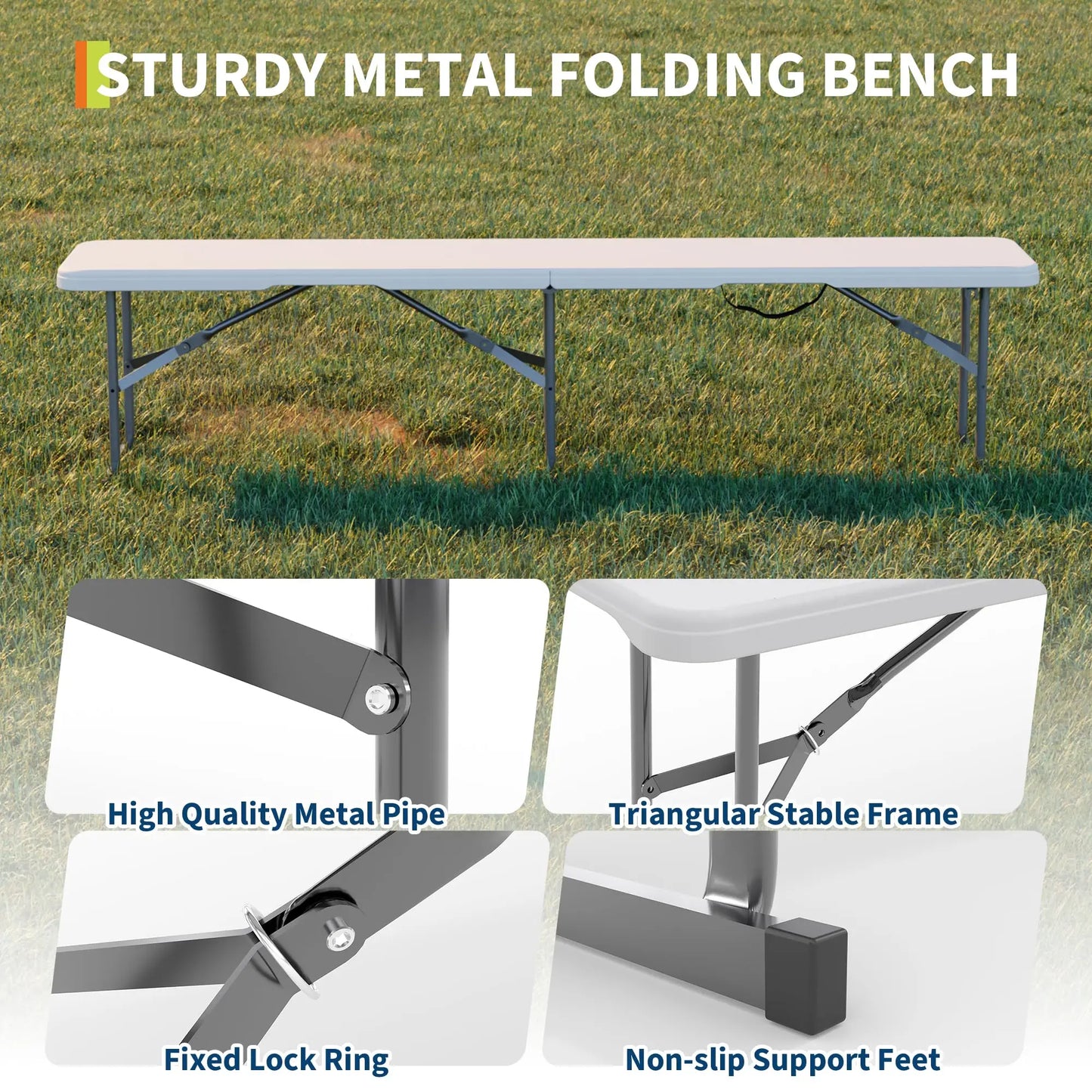 Studyset Portable Folding Bench HDPE Top With Carrying Handle Outdoor