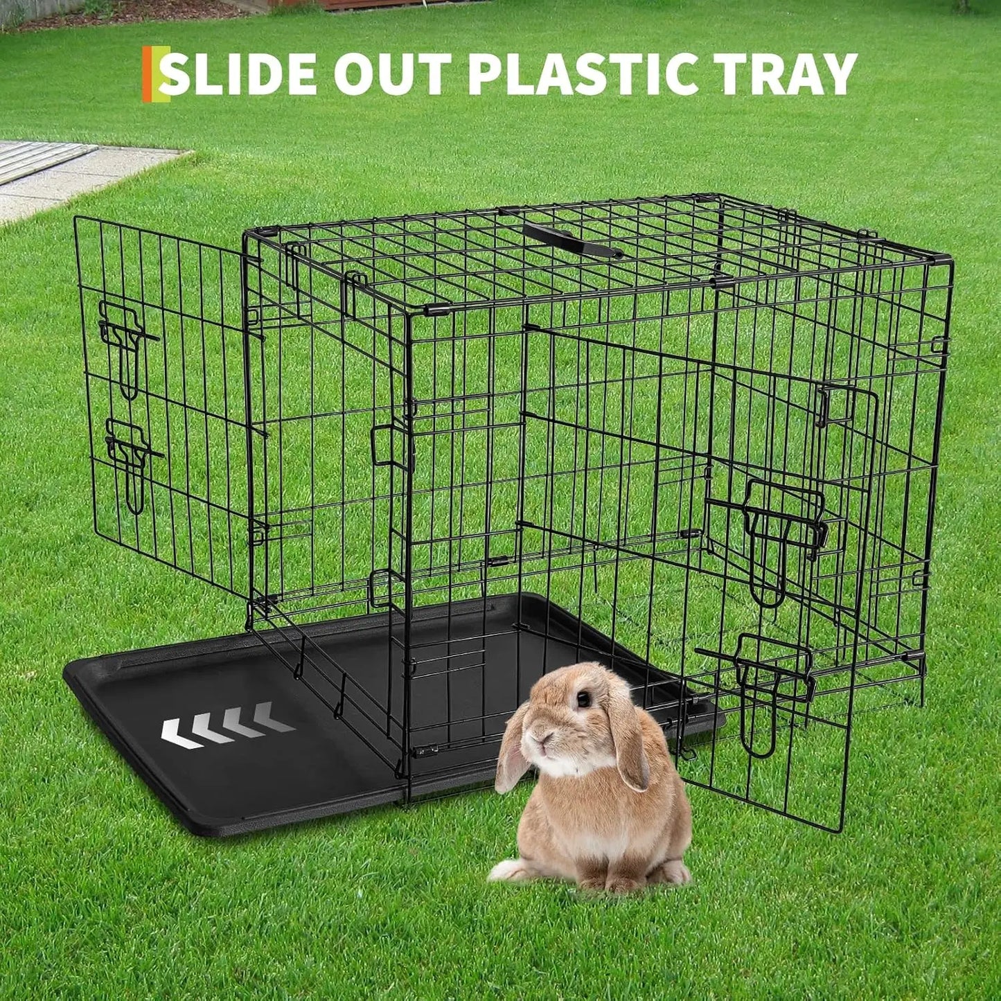 HiMISS Portable Folding Rabbit Cage With Slide Out Tray