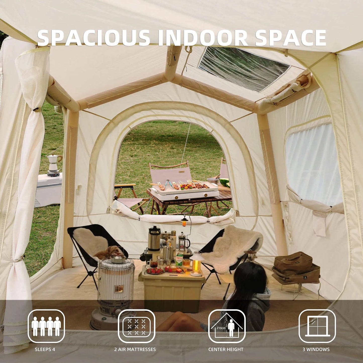 Inflatable Camping Tent Easy Setup Waterproof Air Glamping Tent