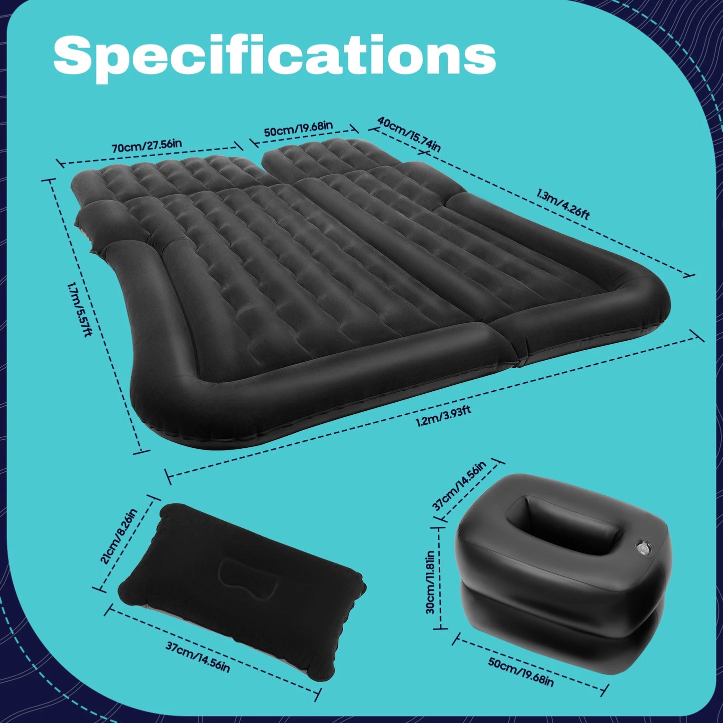 Universal Foldable Inflatable Bed With Pump And Pillow For Car
