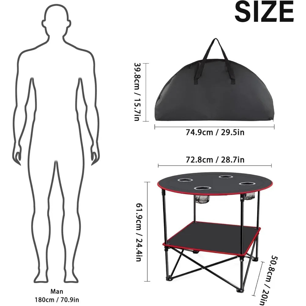 XIUWO Portable Folding Camping Table With Cup Holders