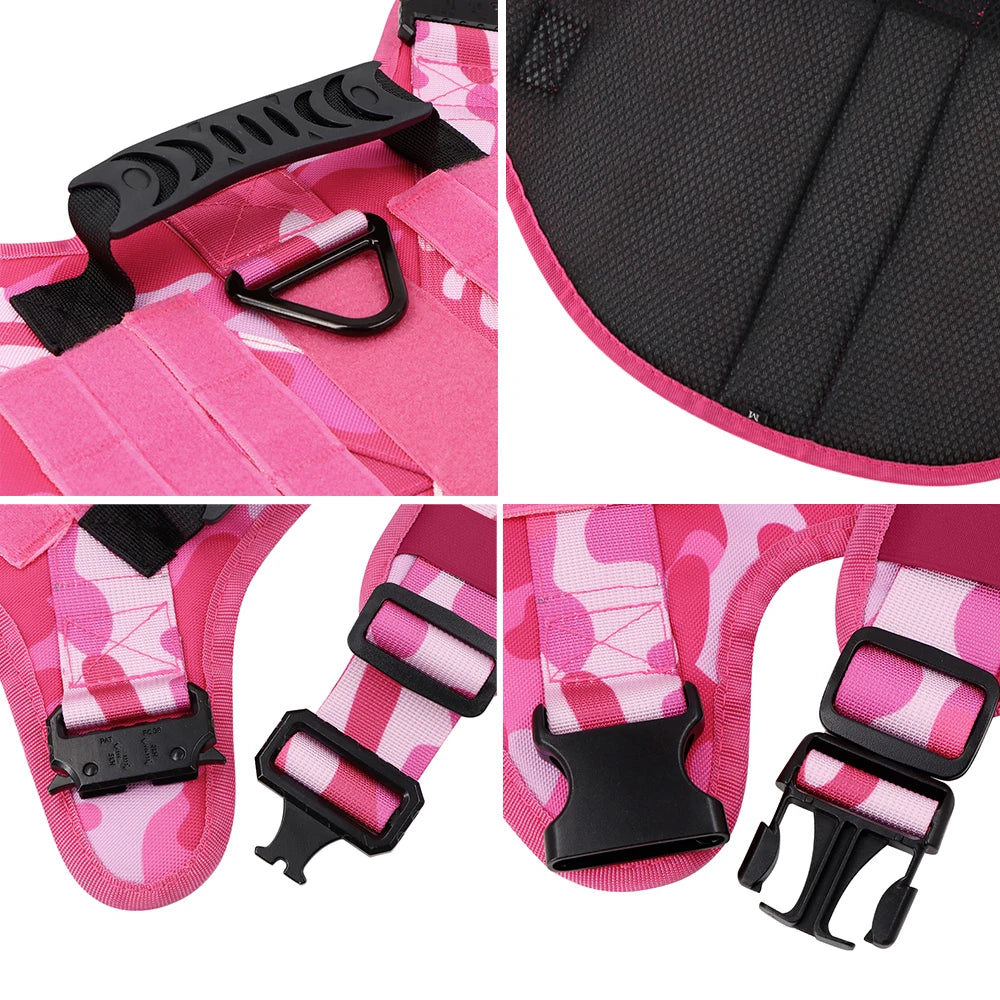 PETRAVELCN Military Camouflage Dog Harness For Large Dogs