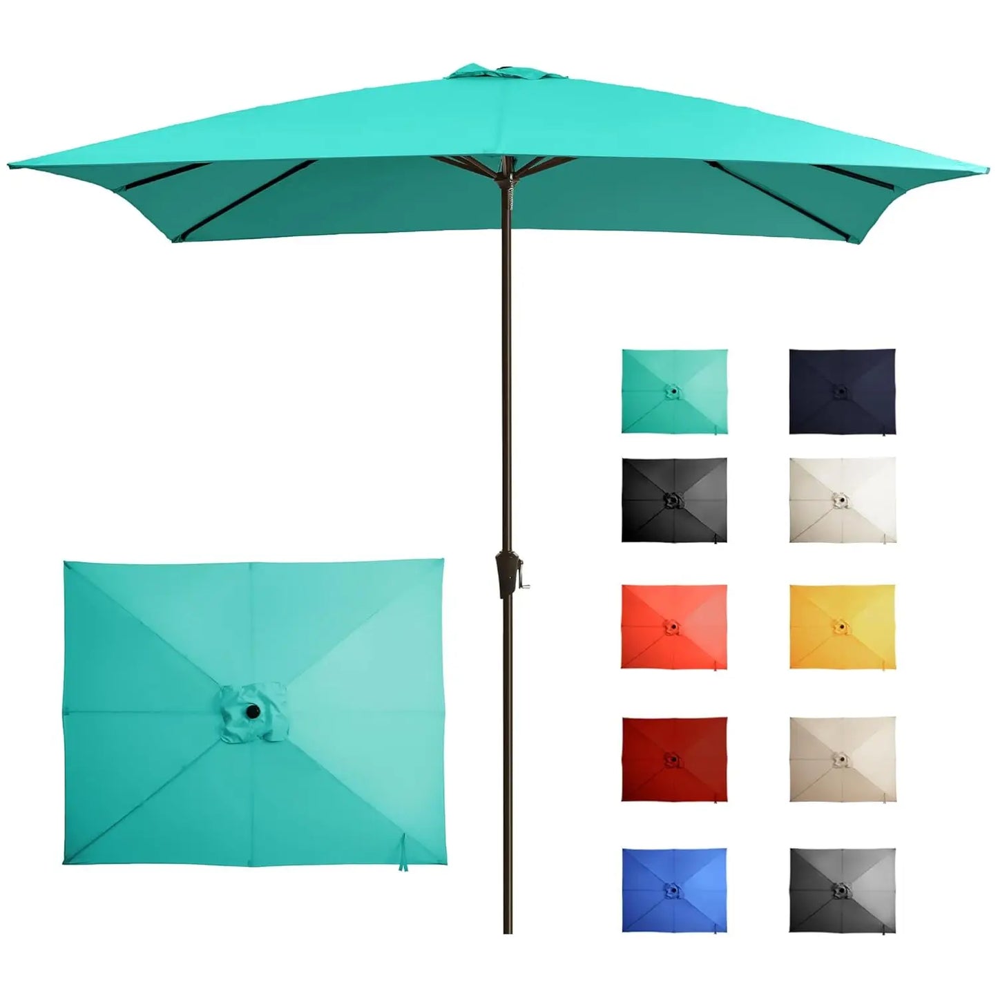 8x10FT Large Rectangular Patio Umbrella Outdoor Table Umbrella w/Crank Rectangle Market Umbrella UV Protection for, Customized