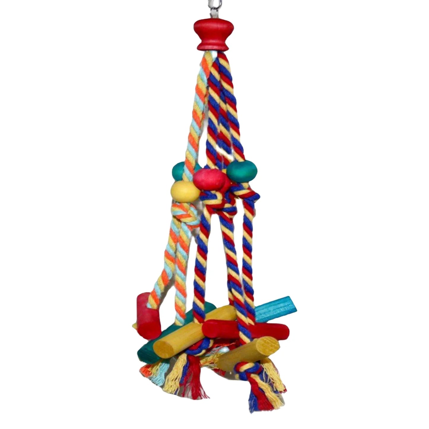 Natural Wooden Cage Hanging Rope Bird Toy For Conures Budgies Cockatiels