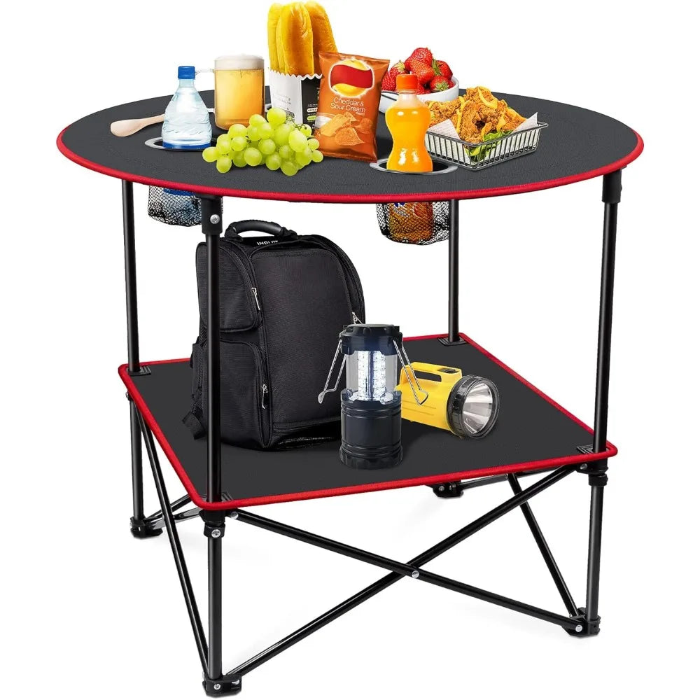 XIUWO Portable Folding Camping Table With Cup Holders