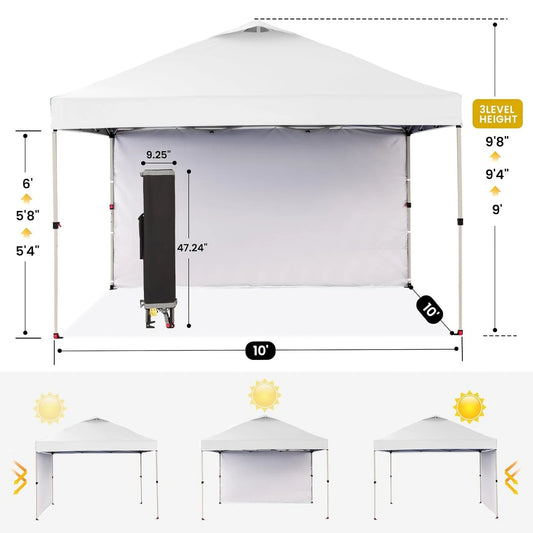 Pop Up Canopy With One Side Wall Easy Setup