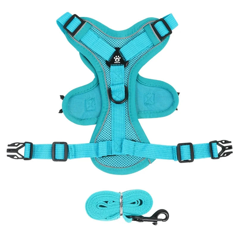 No Pull Dog Harness and Leash Set Adjustable Pet Harness Vest for Small Dogs Cats Reflective Dog Chest Strap Lead Walking