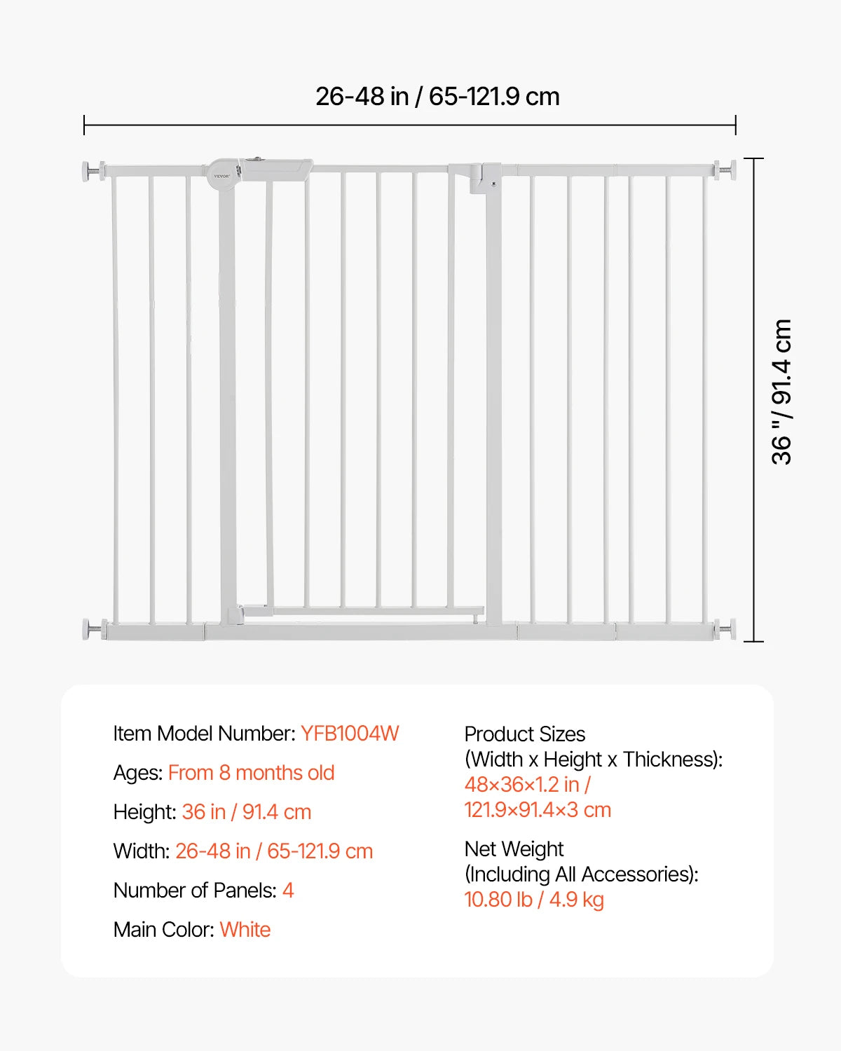 SucceBuy Baby Gate With Pressure Mount Walk Through