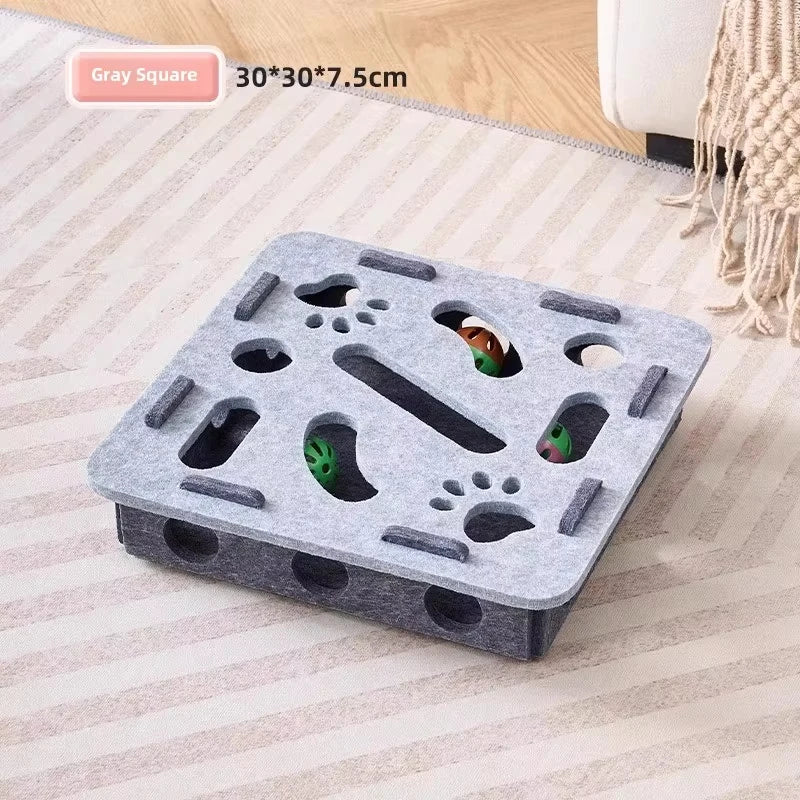 Cat Puzzle Toy Interactive Felt Box With Ball