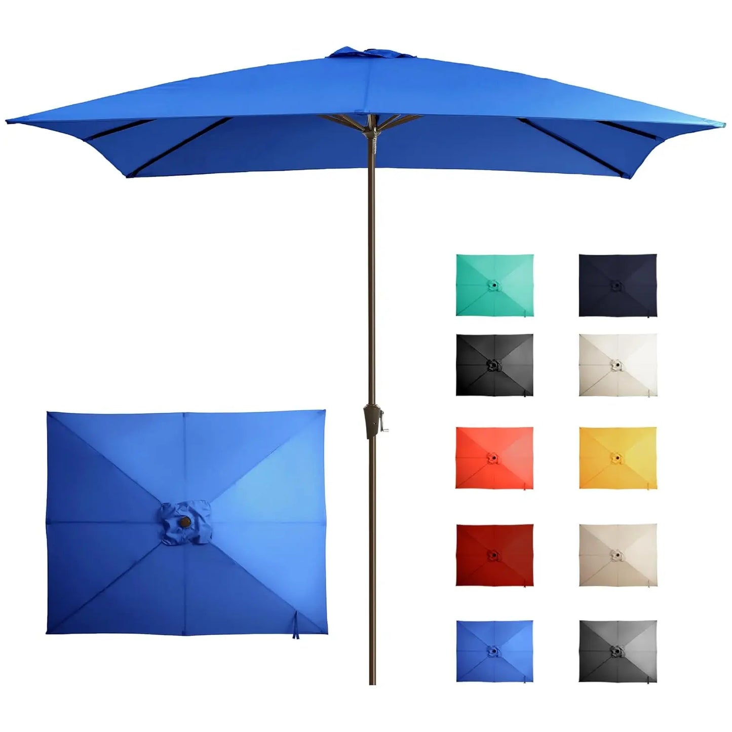 8x10FT Large Rectangular Patio Umbrella Outdoor Table Umbrella w/Crank Rectangle Market Umbrella UV Protection for, Customized