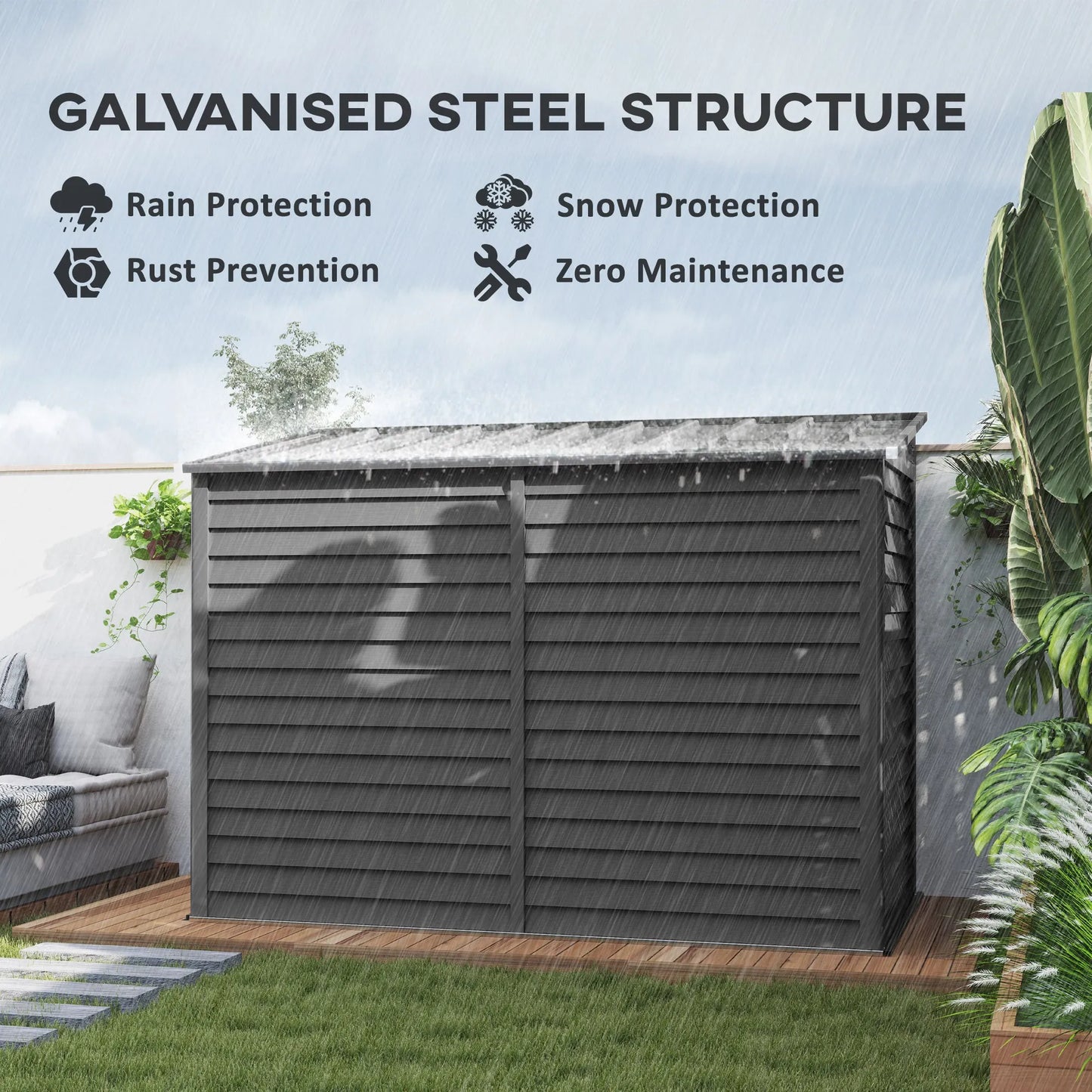 Outsunny Metal Outdoor Storage Shed With Lockable Doors