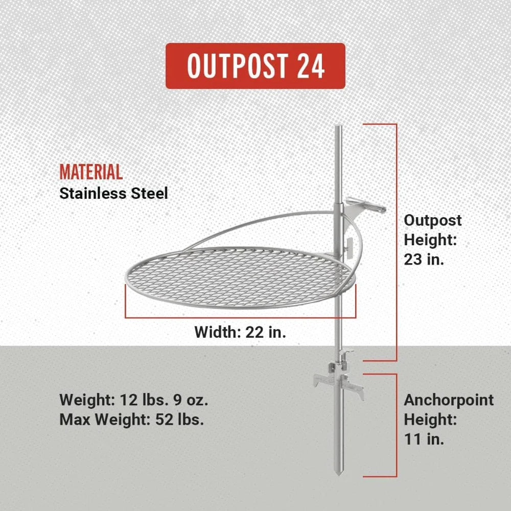 outdoor furniture Outpost Grill 24 - Standalone Campfire Grate  X Series Accessory Stainless Steel, Durable, Campfire GrillGrate