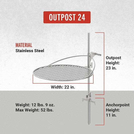outdoor furniture Outpost Grill 24 - Standalone Campfire Grate  X Series Accessory Stainless Steel, Durable, Campfire GrillGrate