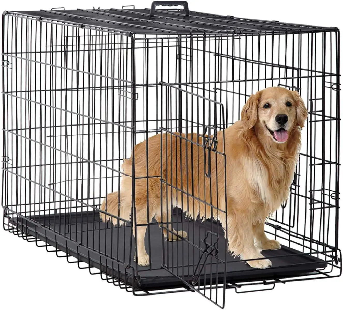 BestPet Foldable Dog Crate With Double Doors