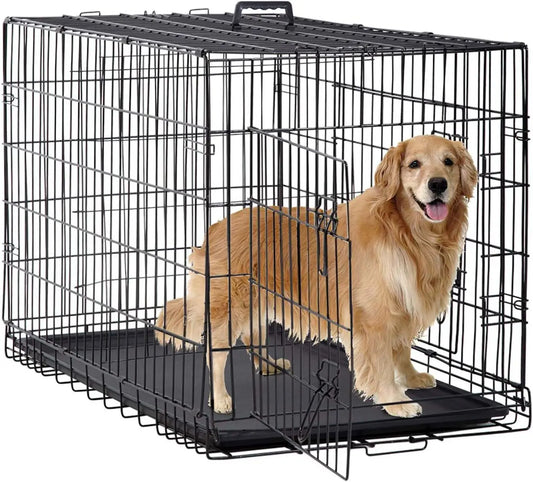 BestPet Foldable Dog Crate With Double Doors