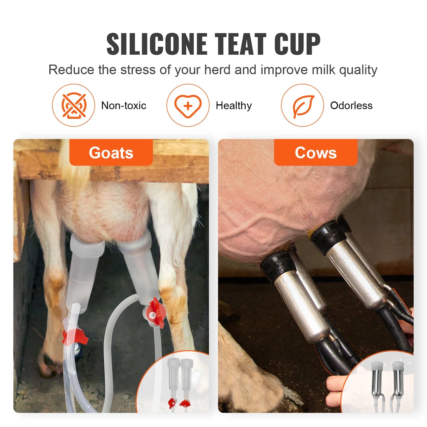 SucceBuy Goat Milking Machine Stainless Steel Bucket Electric Pulsation