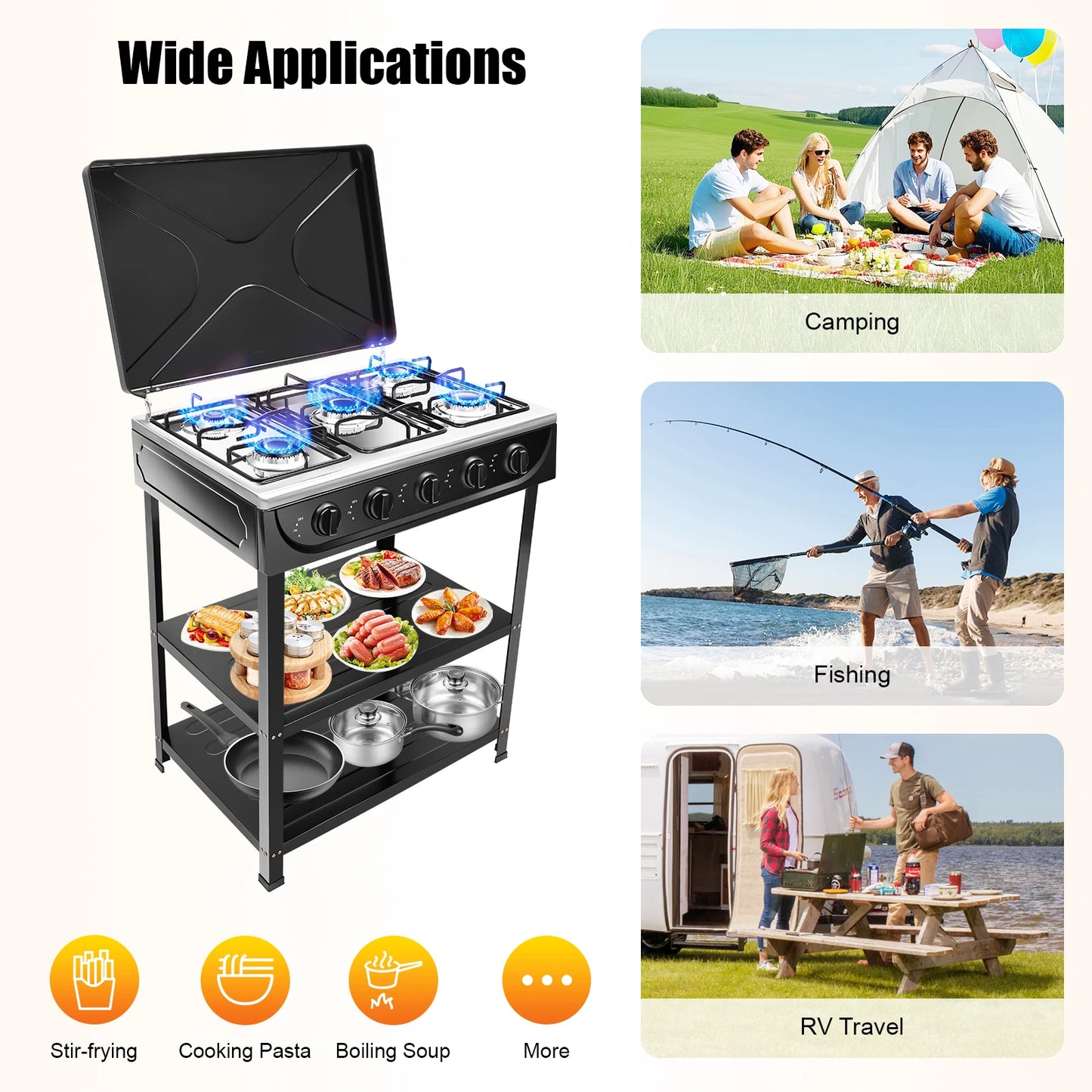 Natural Gas 5-Burner Outdoor Stove With Manual Ignition