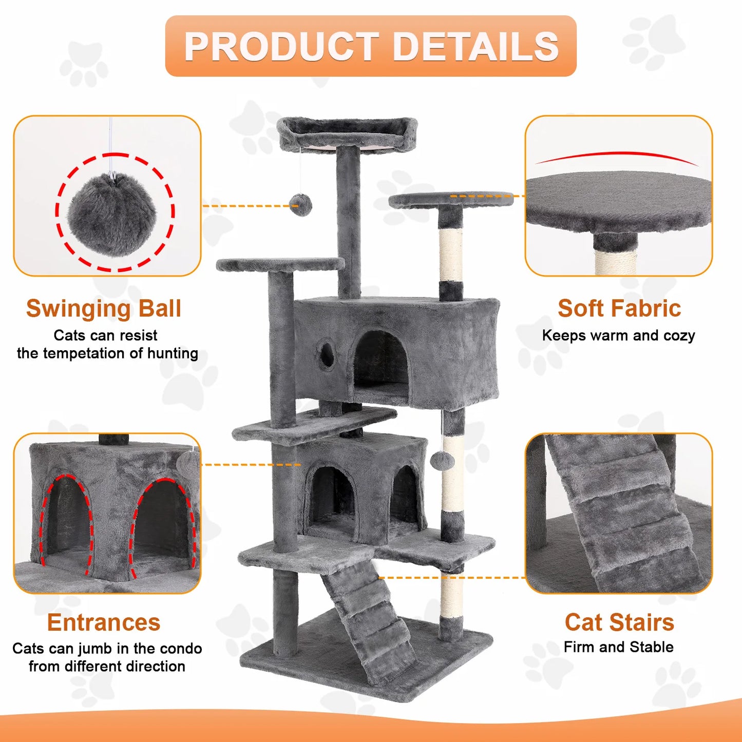 Cat Tree Tower With Sisal Posts And Dangling Ball