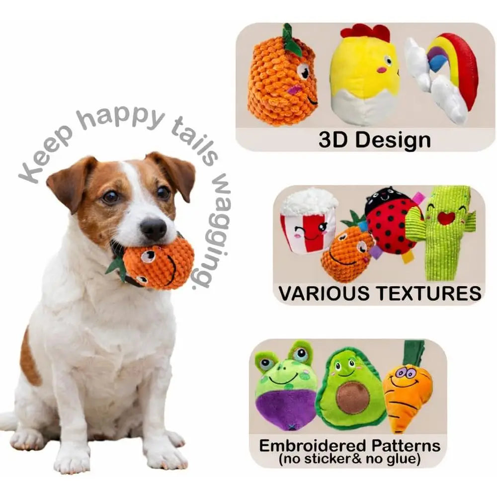 18 Pack Dog Squeaky Toys Cute Stuffed Pet Plush Puppy Chew or Small Medium Pets - Bulk