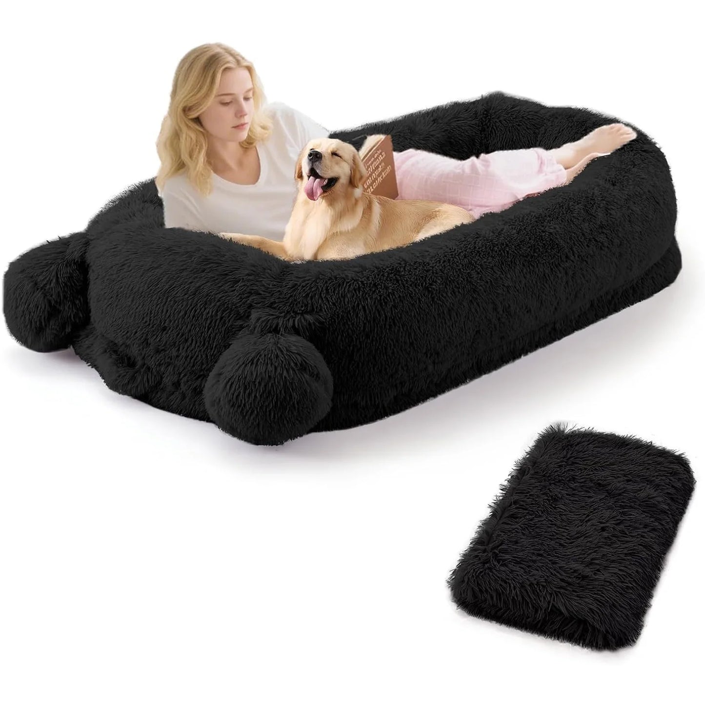 HiMISSCN Dog Bed For Adults And Pets With Removable Washable Cover And Blanket
