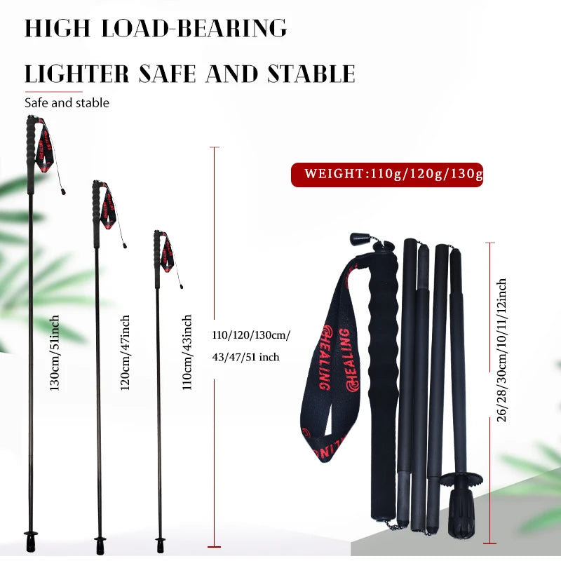 OKHEALING Ultralight Carbon Fiber Foldable Trekking Poles