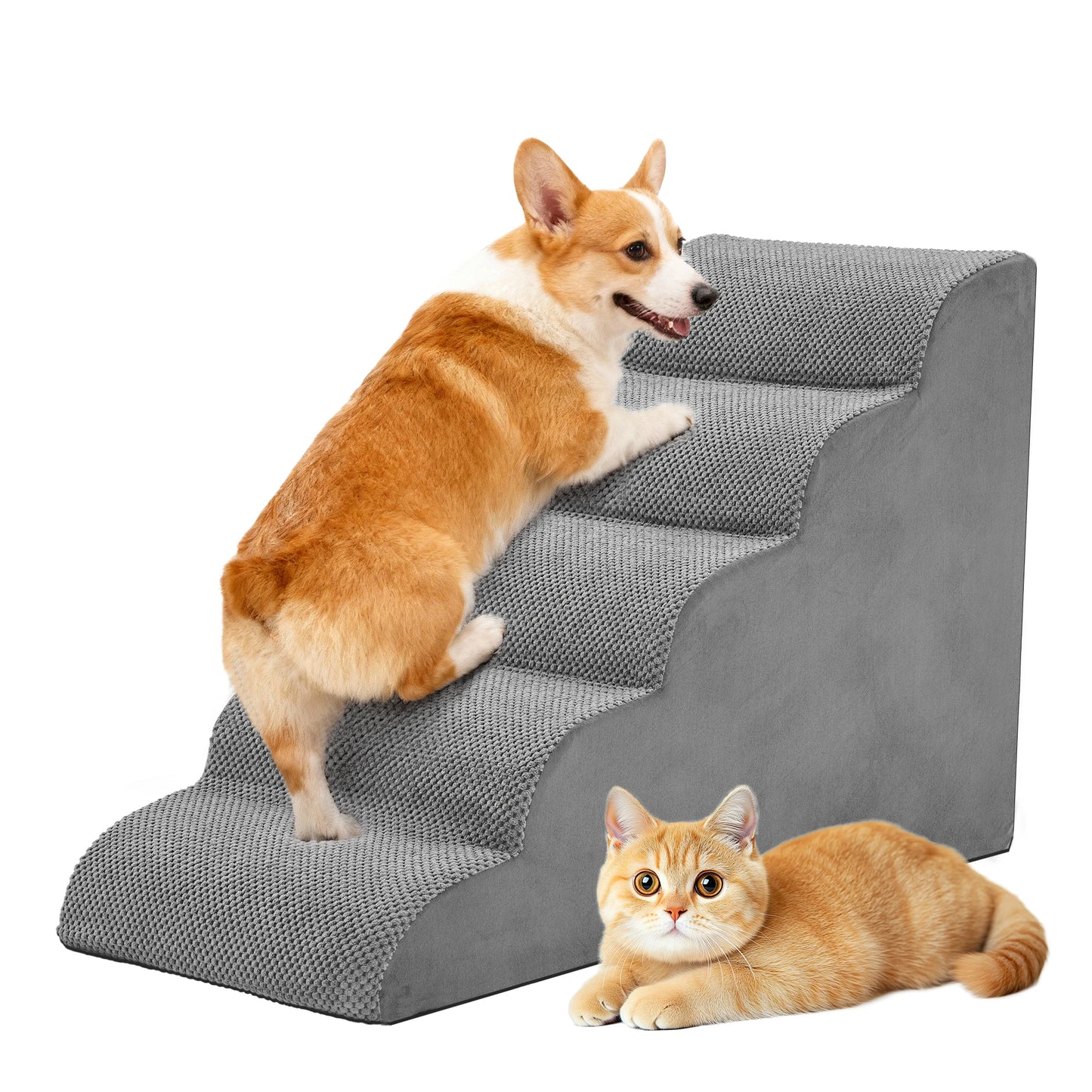 JHK 3-5 Step High-Density Foam Dog Stairs Ramp For Small Dogs